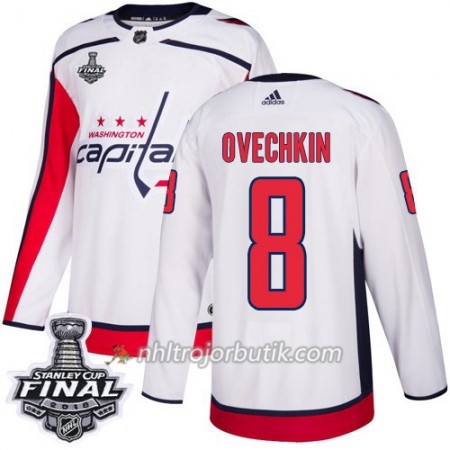 Män Ishockey Washington Capitals Tröja Alex Ovechkin 8 2018 Stanley Cup Final Patch Adidas Vit Authentic